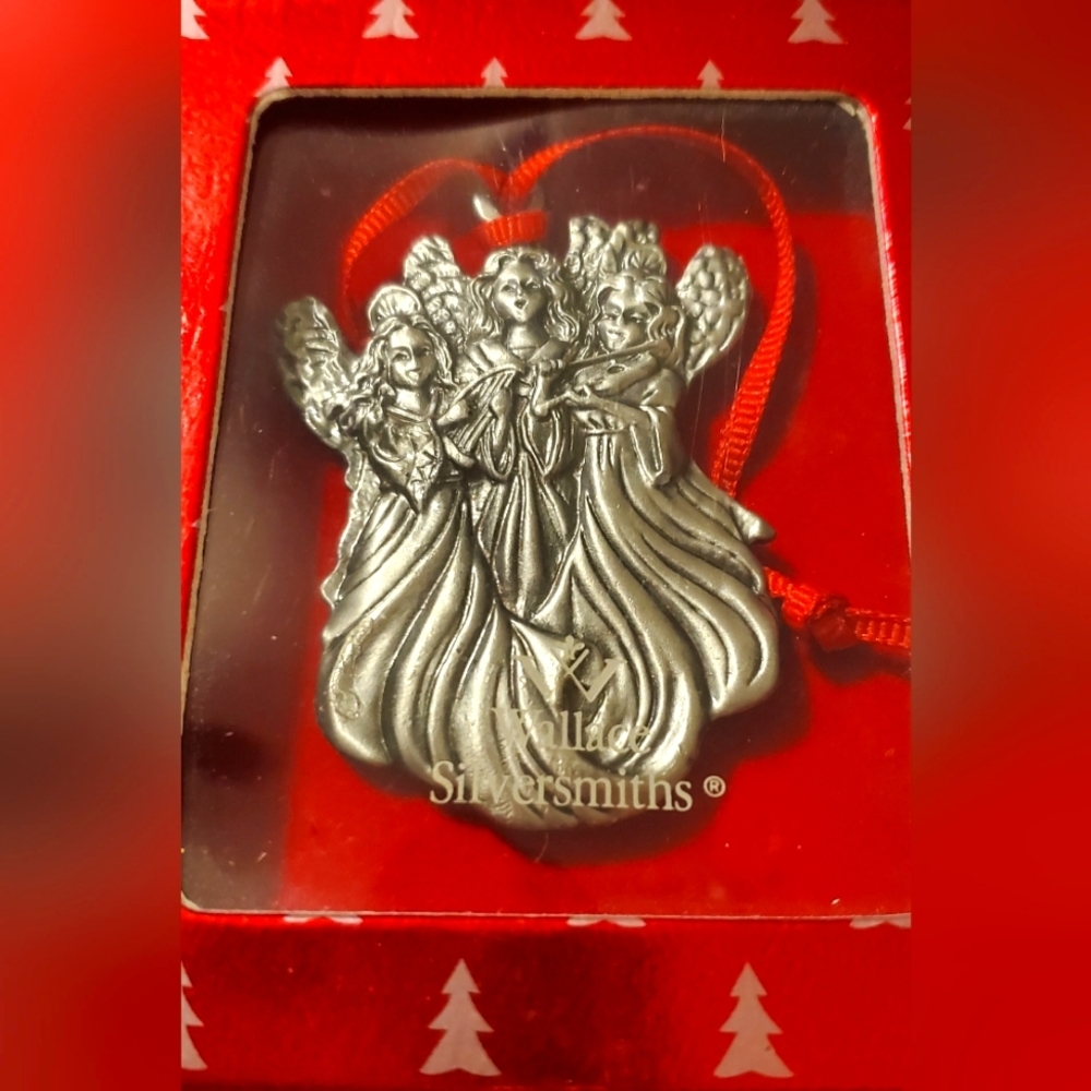 Wallace‎ Silversmiths Vintage 3 Angels Pewter mini ornament NIB